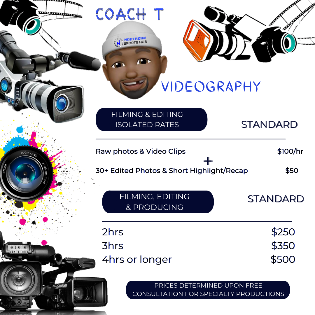Coach T's Photography & Videography Standard Booking Rates